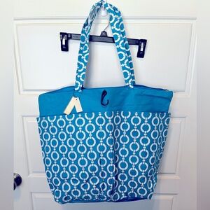 Blue nylon beach bag tote
